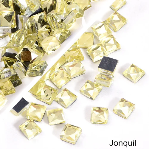 Jonquil 6 мм, 100 шт., квадратные разноцветные Стразы DMC для горячей фиксации, стеклянные стразы с плоским основанием, стразы для украшения свадебного платья Y0306 - Цвет: Jonquil
