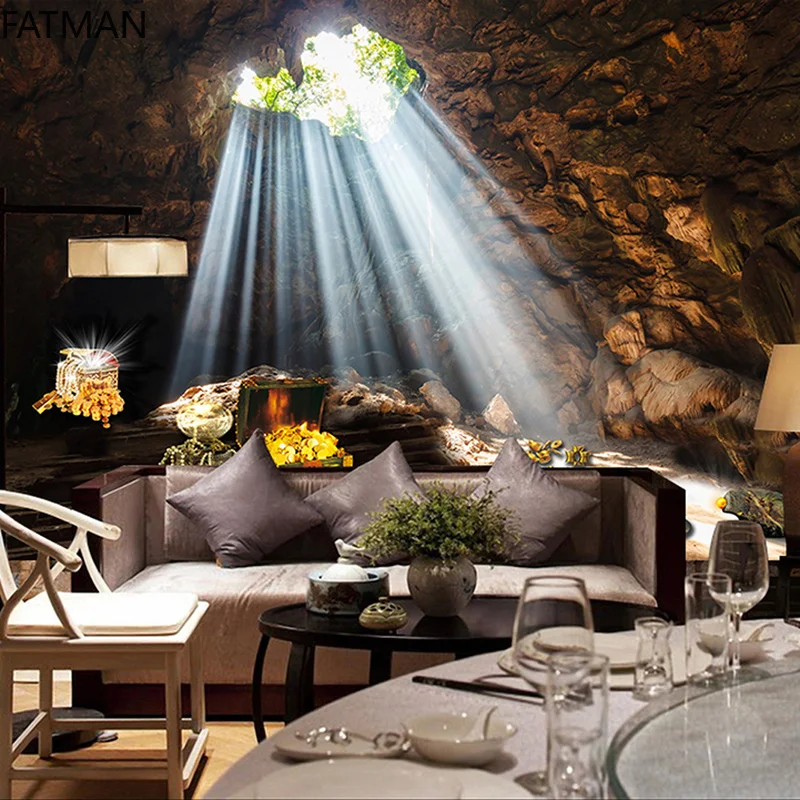 

FATMAN Custom Vision Extension Wallpaper Living Room Mural Cave Natural Scenery Background Wall Paper Wall Cloth Dropship
