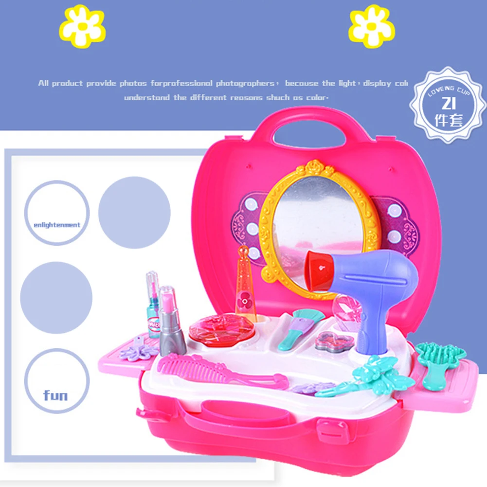 

21pcs Game Educational Props Makeup Toy Simulation Children House Funny Plastic Cosmetic Case Pretend Play Dressing Table Gift