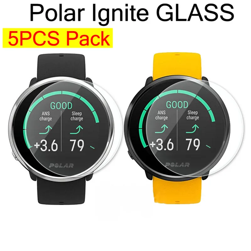 5PCS Film Tempered Screen Protector for Polar IGNITE Glass Smart Watch HD Anti-fingerprint Oleophobic Coating High Responsive |