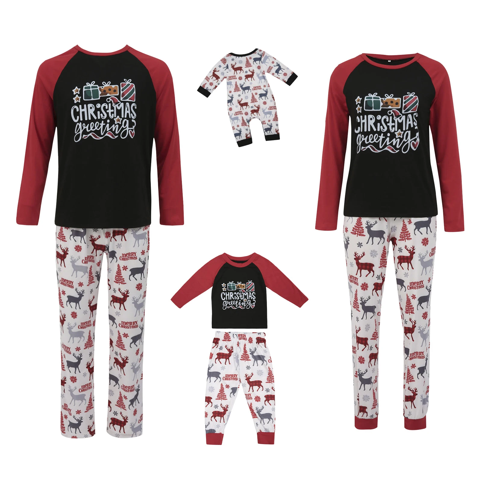 

Рождественский детский комбинезон Combhasaki, Осенний полиэстеровый красный топ с длинным рукавом и принтом букв и брюк