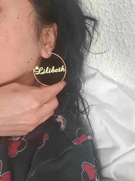 

ASON 1pcs Custom Name Personalized Earring Women Jewelry Accessories Wholesale Stainless Steel Name Letter Vacuum Hoop Earrings