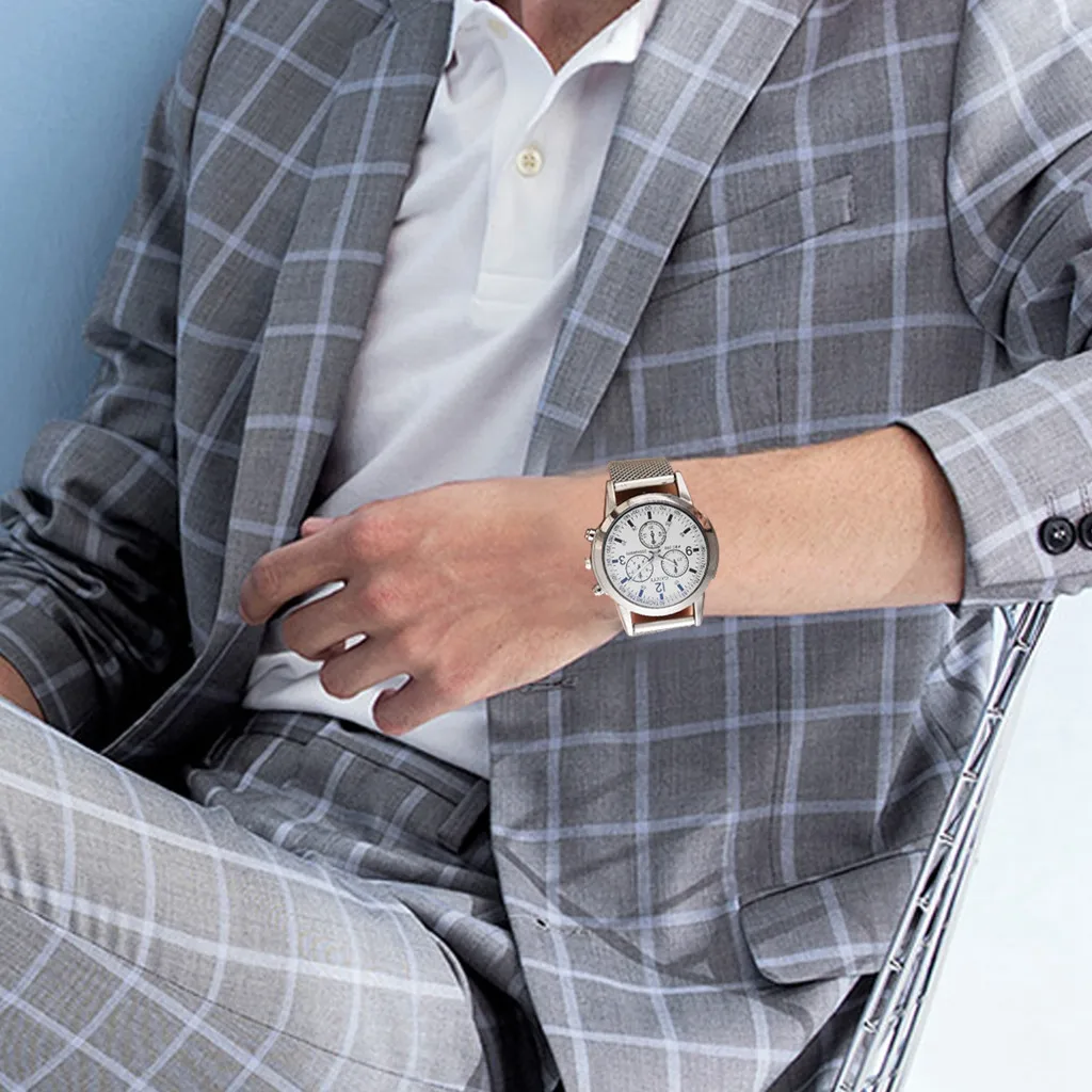 Роскошные деловые мужские часы аналоговые кварцевые наручные с силиконовым