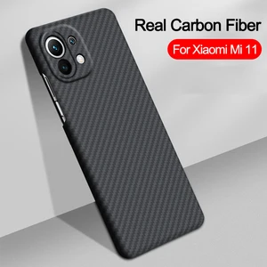 Real Pure Carbon Fiber Cases for Xiaomi mi 11 Case Aramid Fiber Ultra Thin Shockproof Business Back Cover Capa