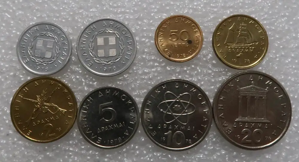 

second hand Greece coin 8pcs 1978 year coin original coin