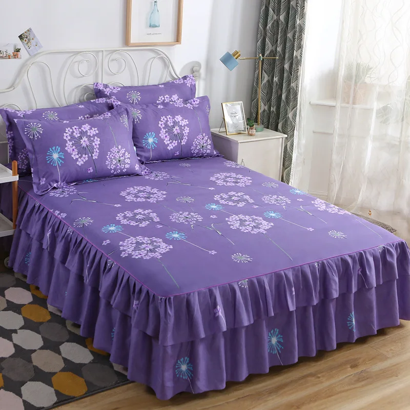 

Bedding Set Sheet Small Floral Sheath Non-Slip Cover For Summer Bedspreads Skirt With Bed Linen