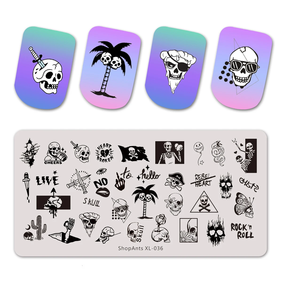 Новые 6*12 см штампованные пластины для ногтей Прохладный Рок воздушный шар с