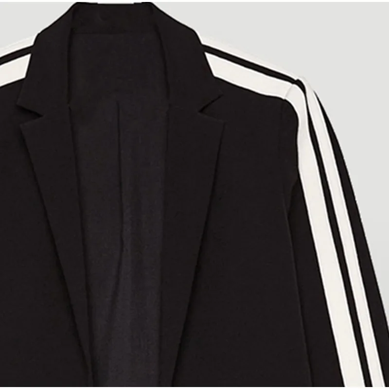 Женский блейзер в полоску с лоскутным рукавом большие размеры 3Xl 4Xl Весенняя