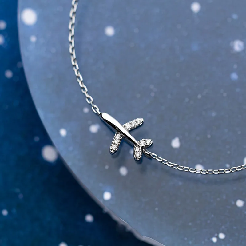 Браслеты-шармы женские из серебра 925 пробы с цирконием в виде самолета | Украшения