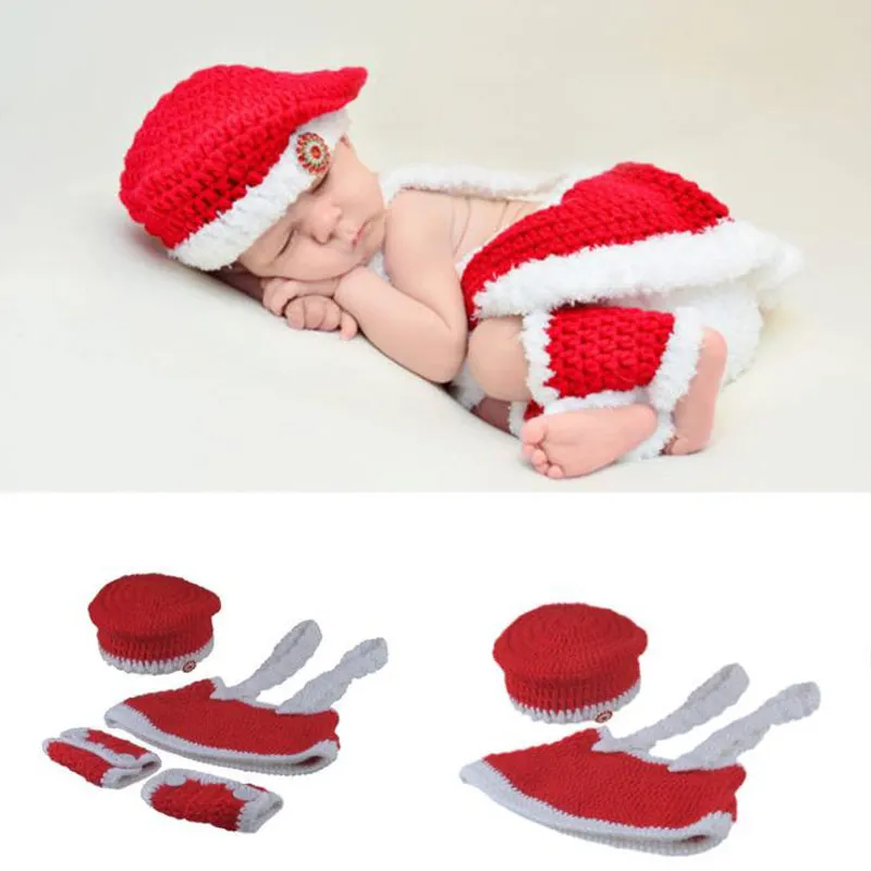 

newborn photography props crothet baby Christmas clothes accessories boy clothing boys infant girl costume crocheted outfit