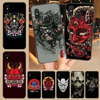 japanese oni hannya demon mask phone case black color for xiaomi 11 10 10t pro lite redmi note 7 8 9 10 9a 9t cover coque funda