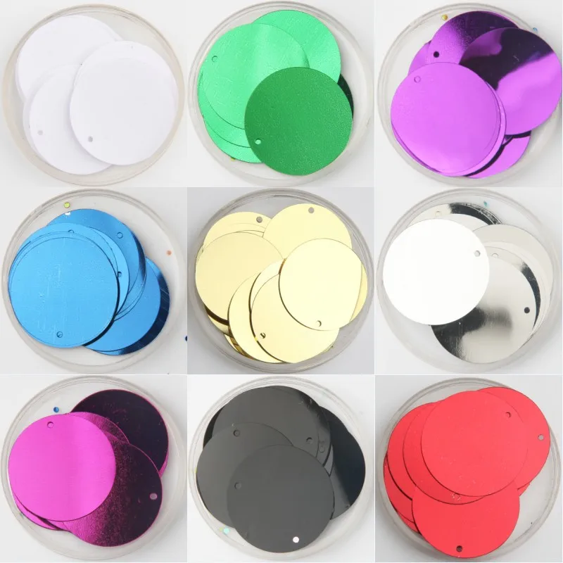 Sequins 30mm 40mm 50mm For Craft Large Round Paillette Lentejuelas With1 Side Hole DIY Manual Sewing Accessories |