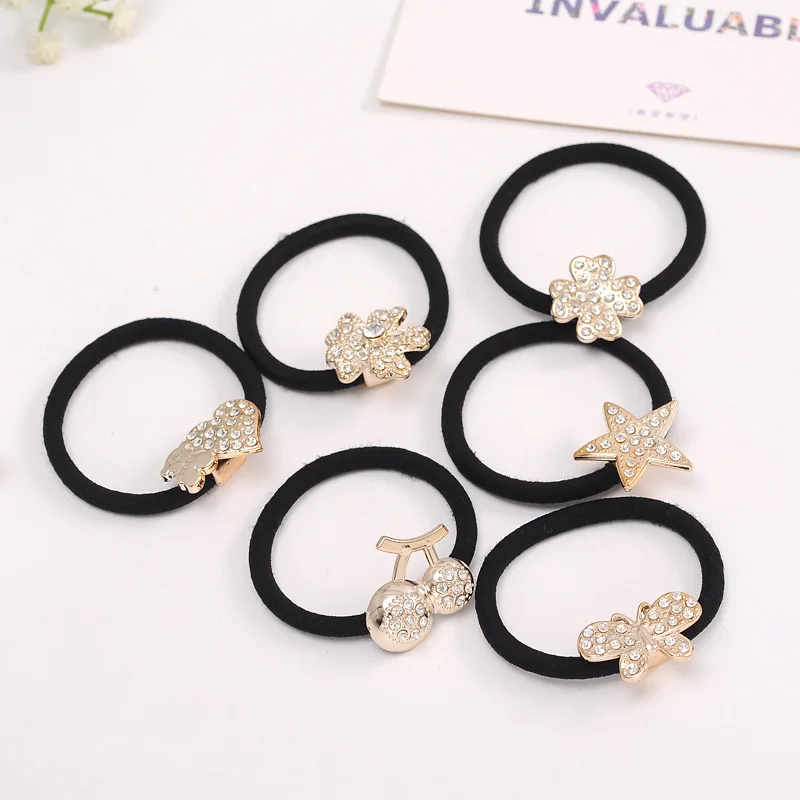 

Черная повязка на голову со стразами, аксессуары для волос с цветком, сердцем, бантом для женщин и девушек, эластичные повязки для волос, дер...