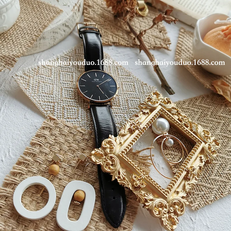 

INSretro linen mat Coaster aromatherapy candle mat cafe decoration photo props jewelry photography background blanket