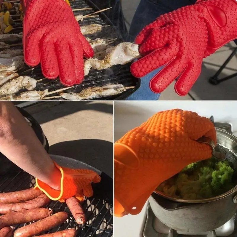 2 шт. силиконовые перчатки для приготовления барбекю Кухонные духовые рукавицы