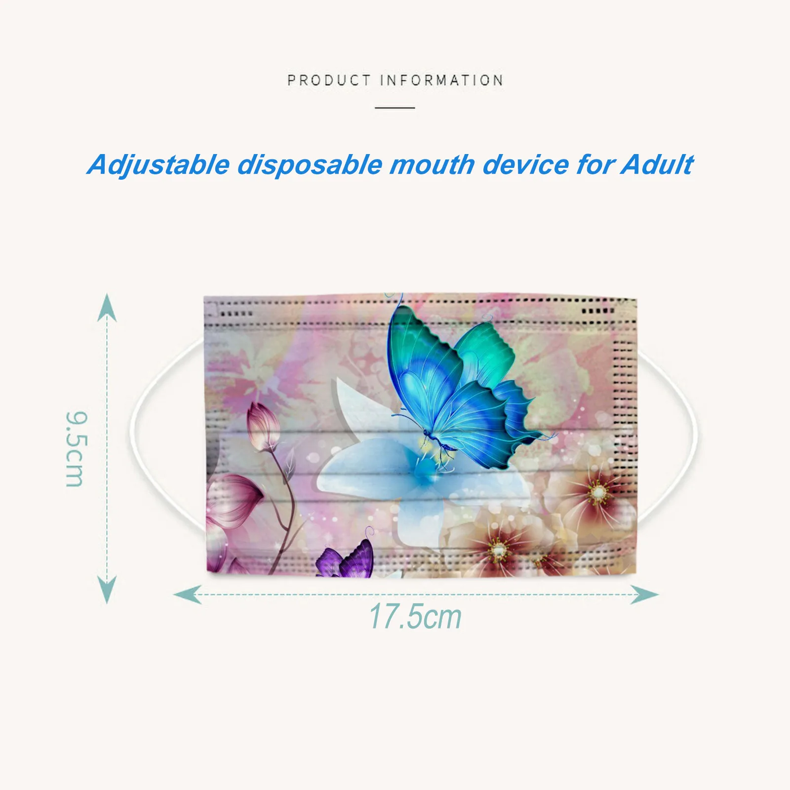 

100PCS Adult Butterfly Flower Printed Series Mask Masque Disposable Protection Three Layer Non-woven Breathable Face Masks