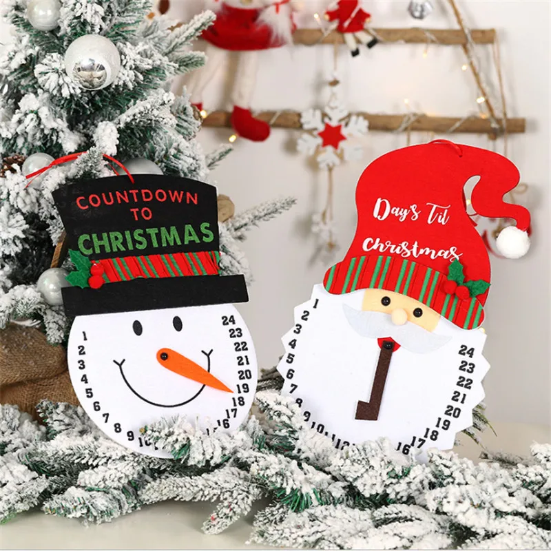 

Christmas Gift Non-woven Creative Cartoon Santa Claus Countdown Calendar Navidad 2021 Merry Christmas Christmas Decor for Home