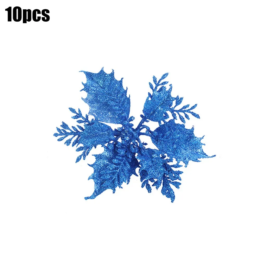 

10pcs Christmas Glitter Flower Christmas Tree Pendent Garland For Decoration Accessories Room Noel Decor New Year 2022