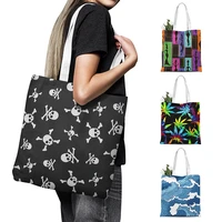 2020 new women canvas bag foldable shopping bag casual travel handbag grocery bag reusable tote eco bag girl color shoulder bag