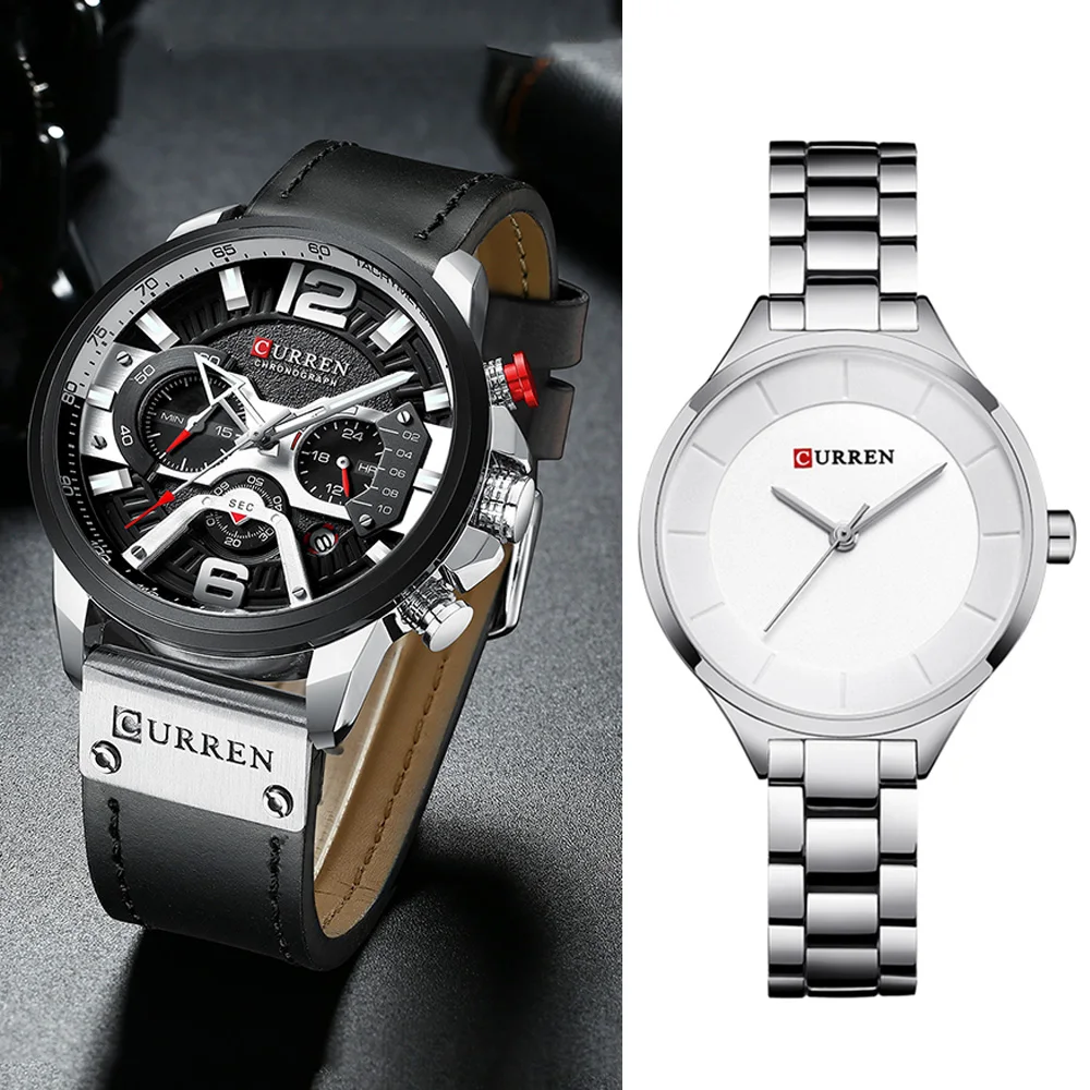 Мужские и женские наручные часы Curren водонепроницаемые для влюбленных 2020 |