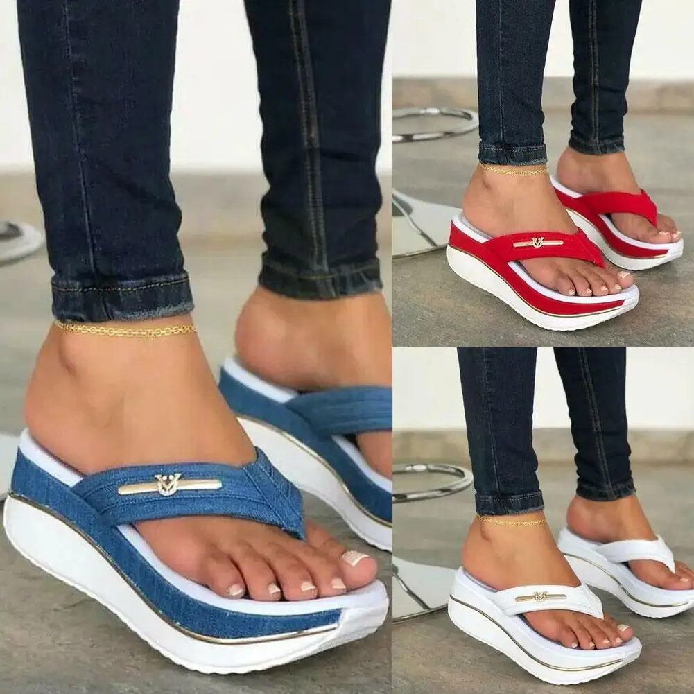 

2021 Summer Fashion Ladies Platform Slippers Women's Toe Flip Camping Sandals Beach Shoes Casual Outdoor Wedges Peep Flops Q5E0