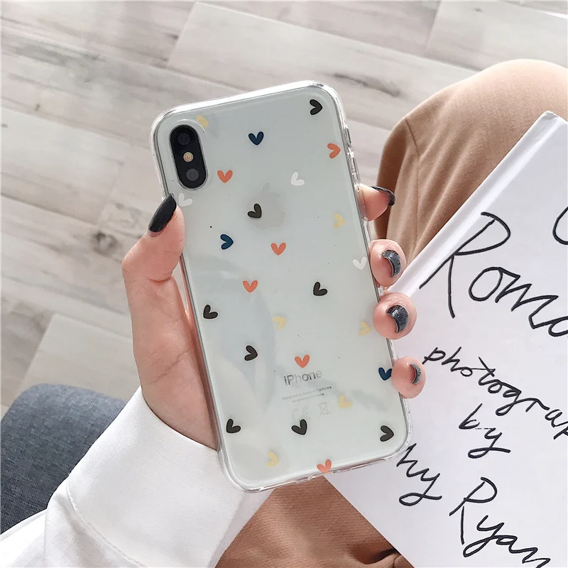 KJOEW чехол для телефона для iPhone 11 Pro Max X XS XR Xs Max 6 6s 7 8 Plus карамельный цвет Любовь Сердце Мягкий ТПУ силиконовый защитный чехол Капа - Цвет: Transparent