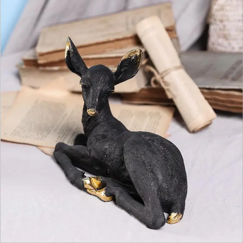 

European-style simulation animal ornaments black donkey sitting cute resin ornaments living room bedroom porch decorations