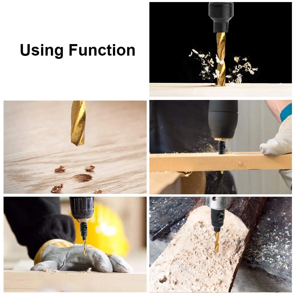 

6Pcs Countersink Drill Woodworking Drill Bit Set Drilling Pilot Holes For Screw Sizes hand tool set #5 #6 #8 #10 #12