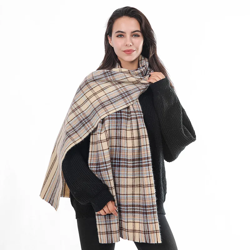 

2021 autumn and winter new fashion warm cashmere scarf women Japan and South Korea plaid scarf