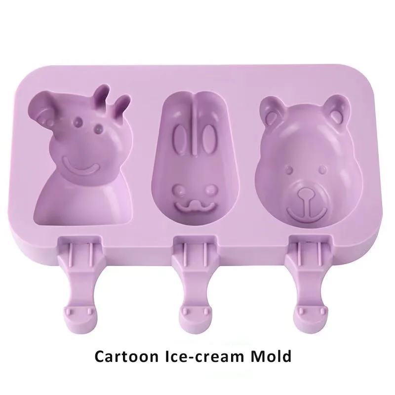 

Food Grade Bpa Free Diy Cartoon Design Bunny Ice Cream Popsicle Silicone Tray Molds With Cover And Wooden Sticks