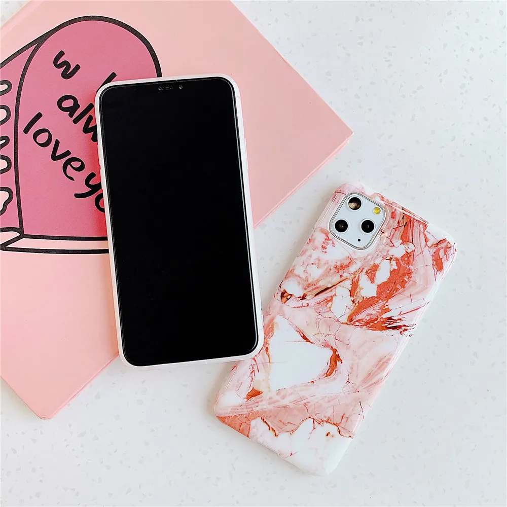 Мраморный чехол для Coque iphone 11 Pro Max X XR XS из мягкого ТПУ задняя крышка телефона