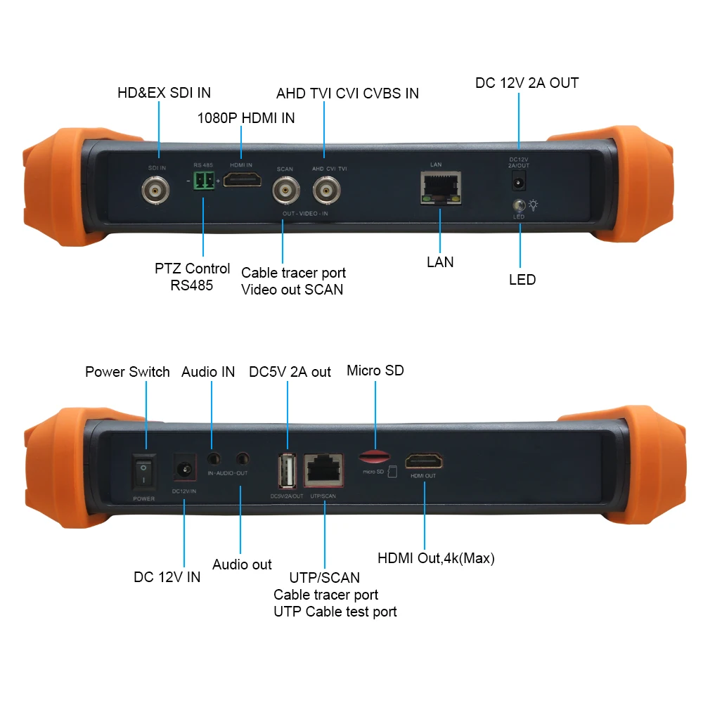 7 дюймов 8MP TVI CVI 5MP AHD 2MP SDI CCTV тестер аналоговых камер Поддержка HDMI/аудио вход/выход