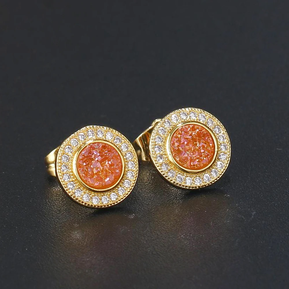 ShinyGem модные серьги с кристаллами подсолнуха натуральным камнем гвоздики золотым