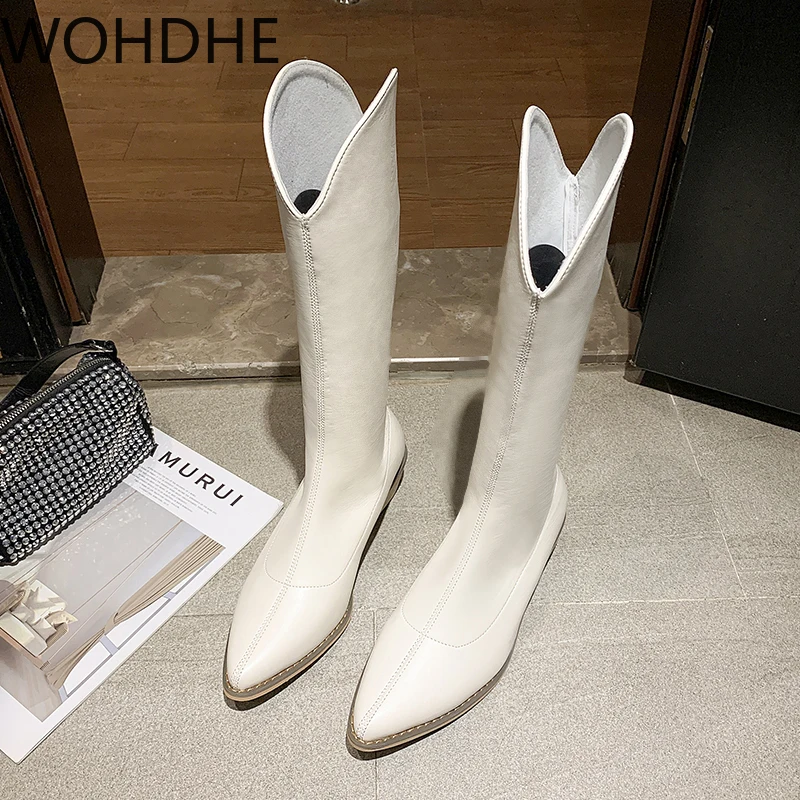 

2020 Fashion Knee High Boots Women PU Leather Thick Heels Long Autumn Winter Female Shoes Size 35-40 Botas Mujer