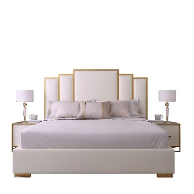 Китайский современный изготовленный на заказ двуспальная кровать экокожа