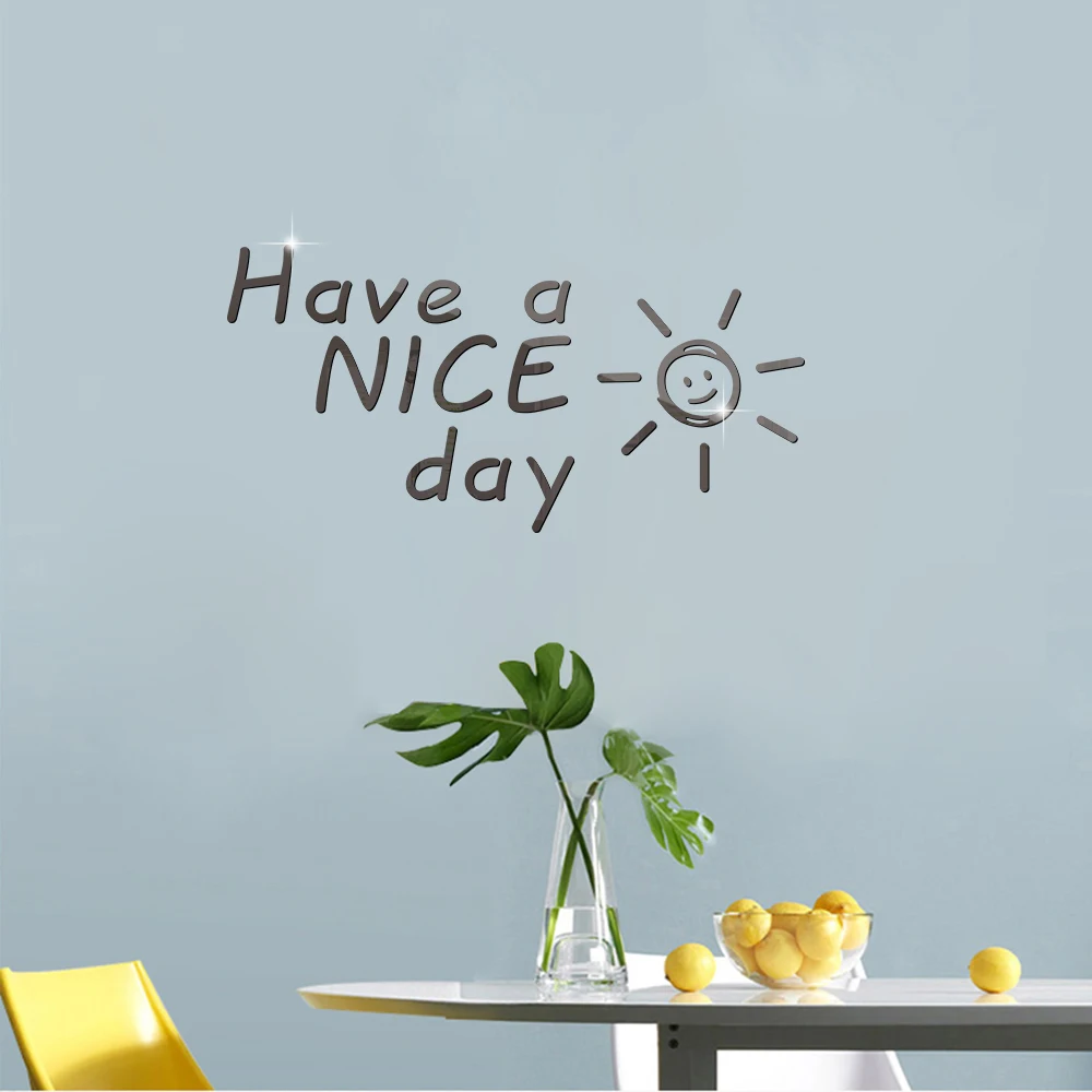 Sun Smile & HAVE A NICE DAY Stereo зеркальная настенная паста 3D учебный фон Настенная