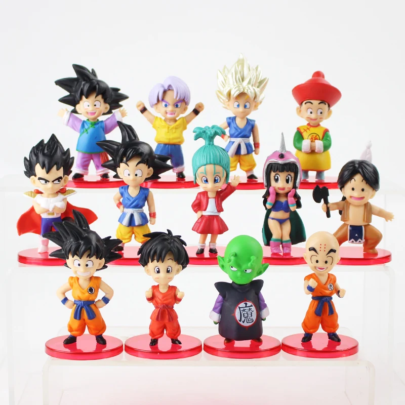 

13pcs/lot 8cm Dragon DBZ Figures Wukong Gohan Goten Vegeta Trunks Bulma Pan Chichi Piccolo Krillin Anime figure Model Toy gift