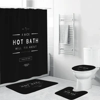 hot bath black design shower curtain minimalism bathroom decor set 4 piece toilet cover mat polyester fabric 71 w x 71 h