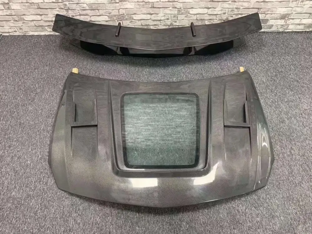 Карбоновое волокно прозрачное стекло переднего бампера двигателя капот