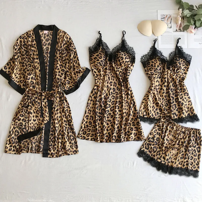 

Leopard Pants Roupa De Dormir Sexy Feminina Sexy Pajamas with A Pocket Seksowna Bielizna Nocna Sleep Wear for Women Set