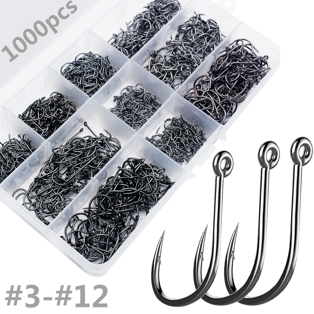 

Fishing Hooks Set 100-1000PCS Carp Fishing Barbed Carbon Steel Carp Fish hooks