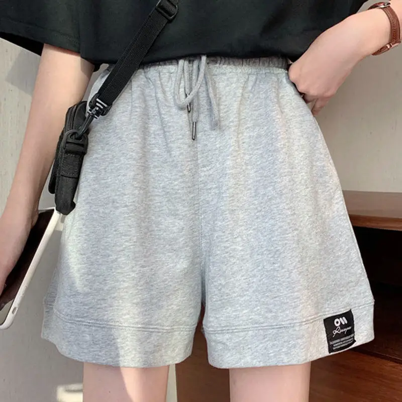

Pants Women'S Summer Korean Style Loose Straight-Leg Hong Kong-Style Tide Harajuku Casual Five-Point Wide-Leg Sports Shorts