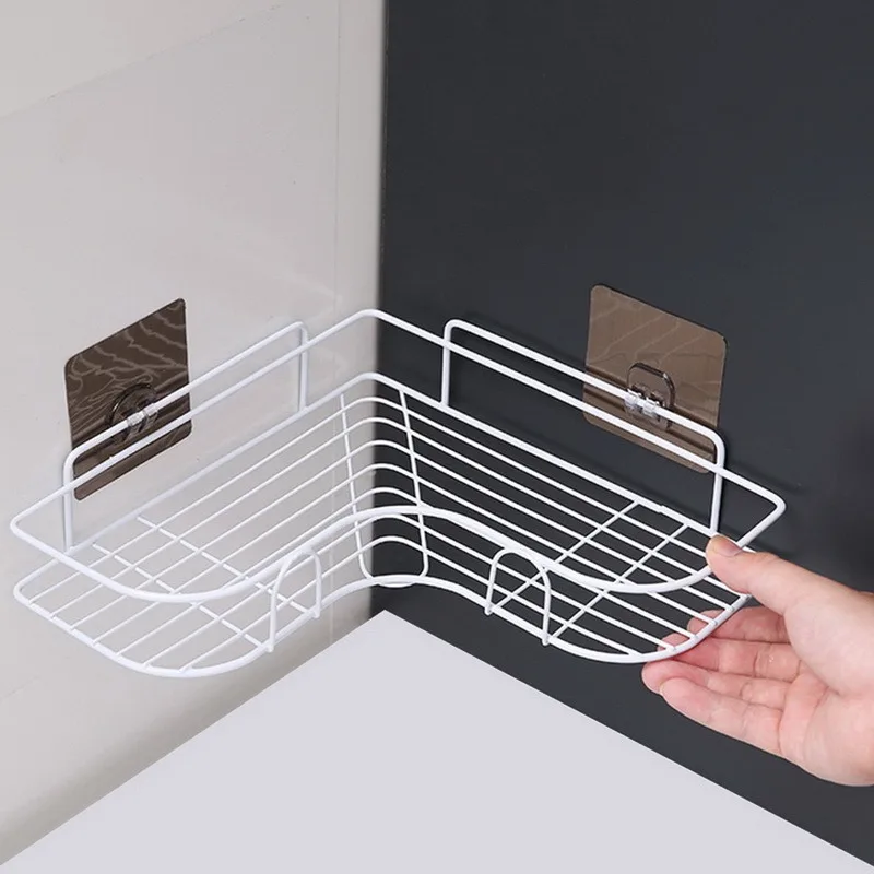 

Iron Bathroom Shelf Shower Wall Mount Shampoo Storage Holder With Suction Cup No Drilling Kitchen Storage Bathroom Accessories
