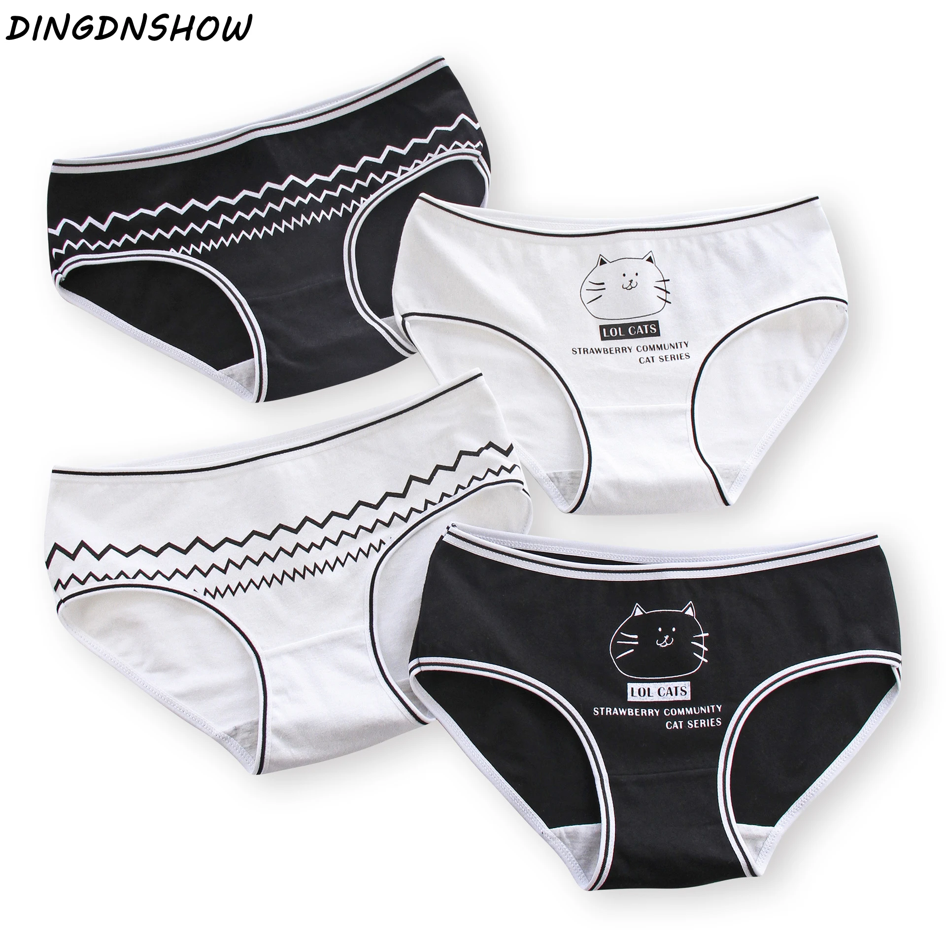 

[DINGDNSHOW] коллекция 2020 года, модное нижнее белье, трусики с кошачьей шерстью, женские трусы со средней талией, Мультяшные трусы, треугольные тр...