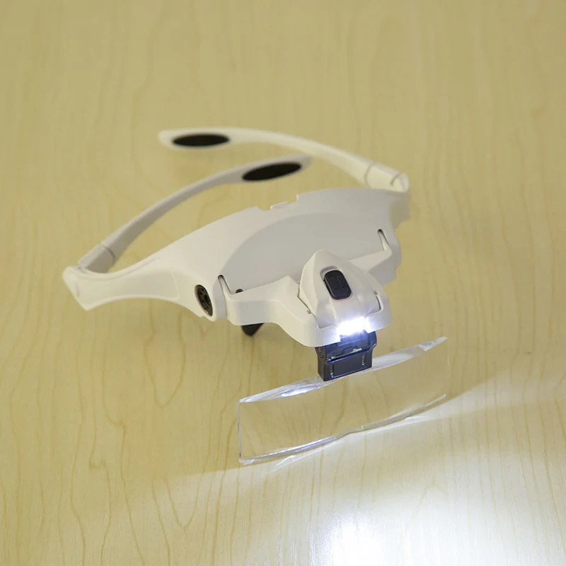Hot Microblading Bracket Headband Glasses Magnifier Loupe with 2 LED Lights Goggles Magnifying Tool 5 Lens 1.0X-3.5X Adjustable 1 set 5 lens loupe eyewear magnifier with led lighting lamp interchangeable lens wear magnifying glasses