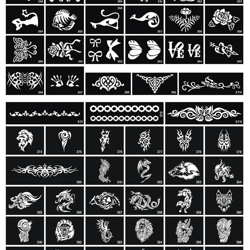 50 шт. аэрография блеск трафарет для тату шаблон боди арта животное растение