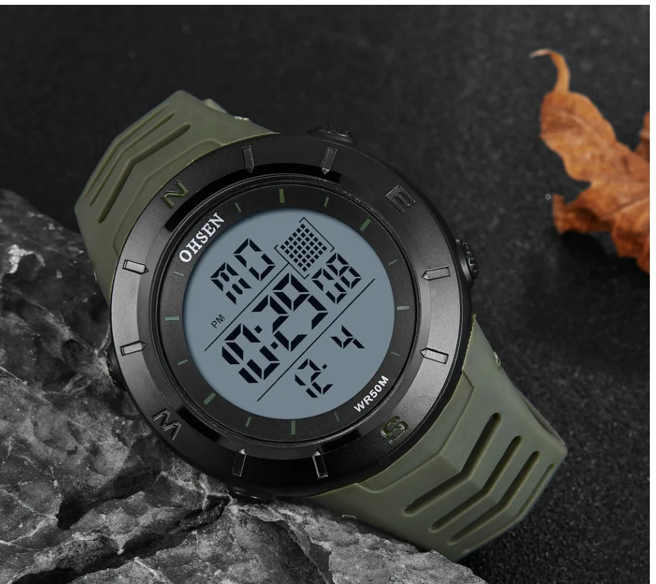 Цифровые ЖК-мужские часы reloj hombre Военный Зеленый Водонепроницаемый Открытый Бег наручные часы, силиконовый браслет часы мужские подарки для мальчиков