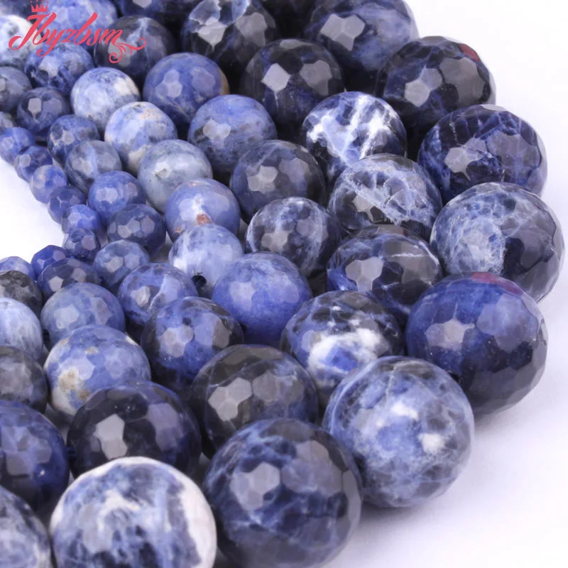 Граненые круглые бусины синего содалита из натурального камня для