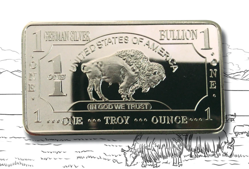 1 шт. немецкая мята Тройная унция буйвол Немецкая Серебряная слитка копия монет