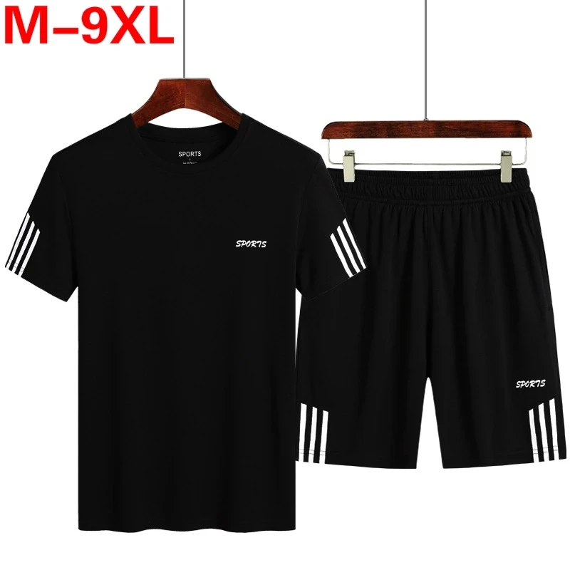 

2021 hot sale fashion men's sportswear striped short-sleeved T-shirt shorts suit men's sportswear track suit summer T-shirt suit
